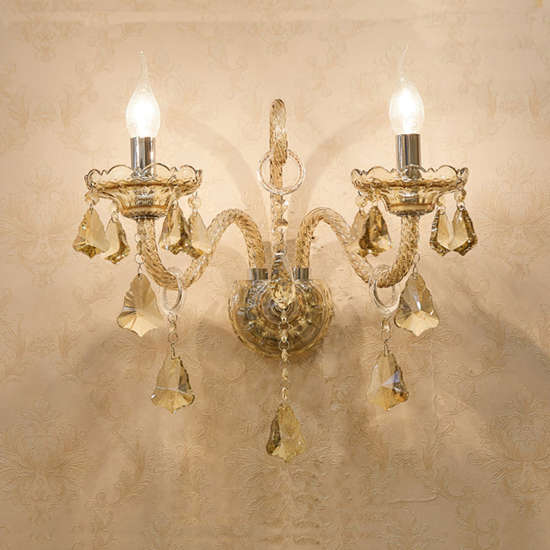 Glass Candelabra Hardware 1/2-Light Wall Sconce Lamp