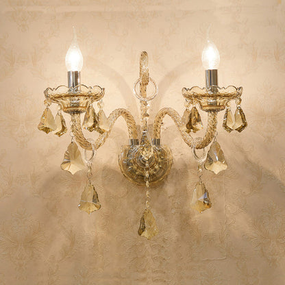 Glass Candelabra Hardware 1/2-Light Wall Sconce Lamp