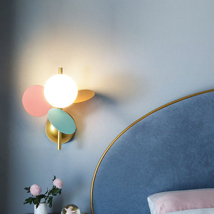 Creative Round Iron Glass PVC 1-Light Wall Sconce Lamp