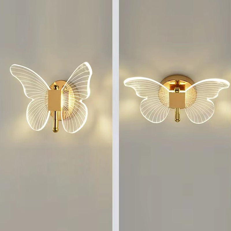 Minimalist Butterfly Metal Acrylic LED Wall Sconce Lamp