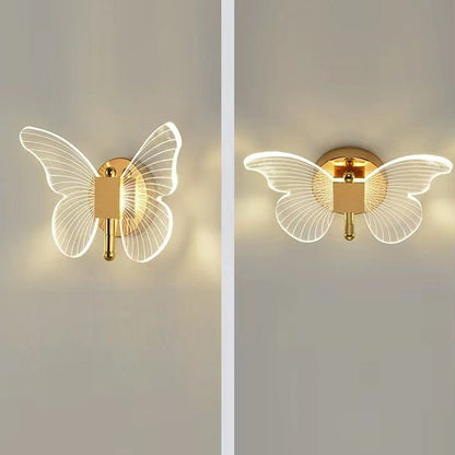Minimalist Butterfly Metal Acrylic LED Wall Sconce Lamp