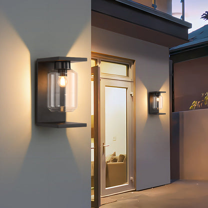 Waterproof Steel Cylinder Glass 1-Light Wall Sconce Lamp