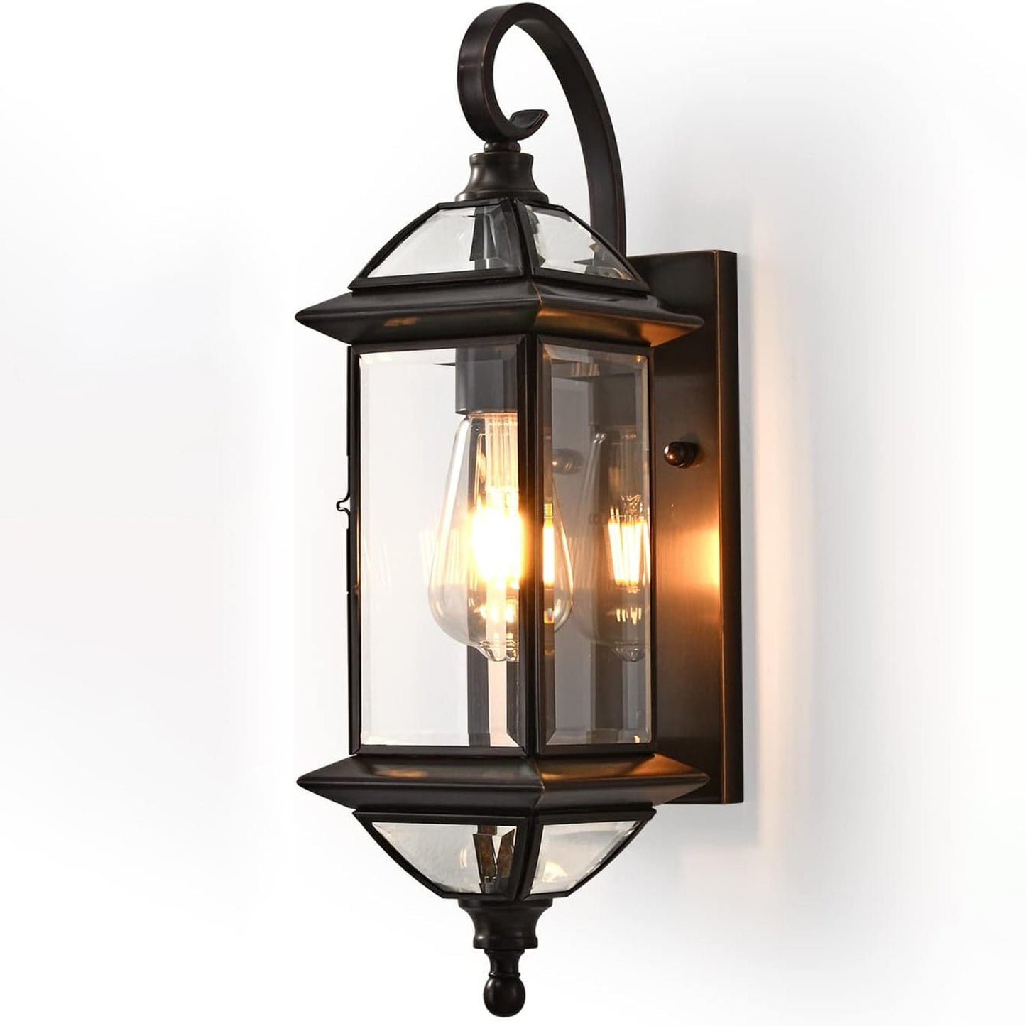 Copper Glass Lantern 1-Light Waterproof Wall Sconce Lamp