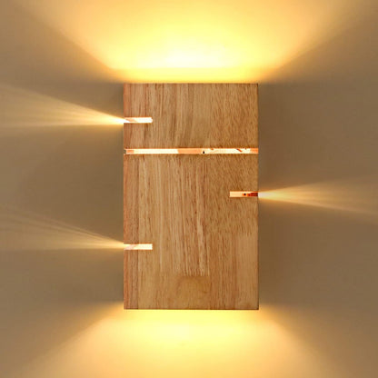 Scandinavian Rubberwood 2-Light Wall Sconce Lamp