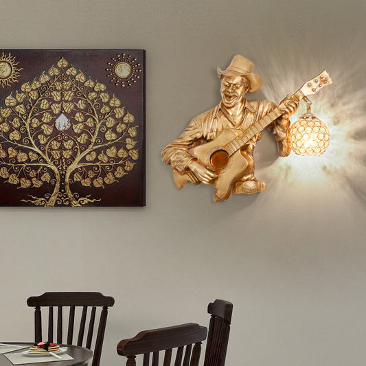Guitar Player Resin Crystal 1-Light Wall Sconce Lamp