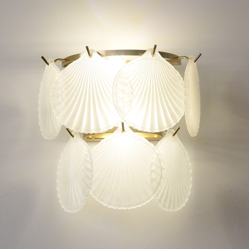 French Hardware Glass Shell 2-Light Wall Sconce Lamp