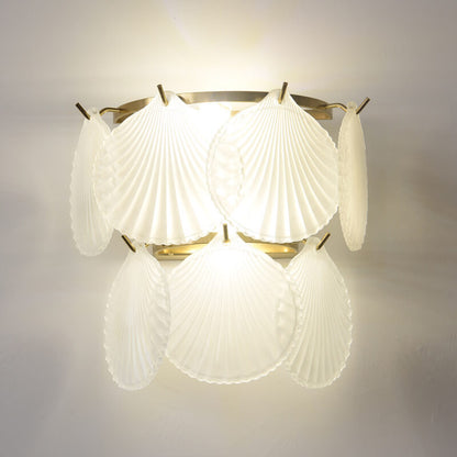 French Hardware Glass Shell 2-Light Wall Sconce Lamp