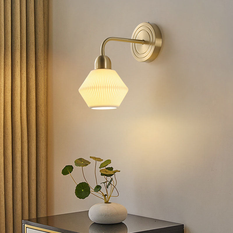 Geometrical Gold Finish Frame 1-Light Wall Sconce Lamp