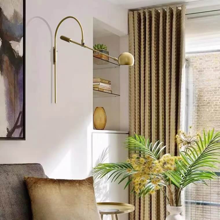 Iron Rotatable Curved Arm 1-Light Wall Sconce Lamp