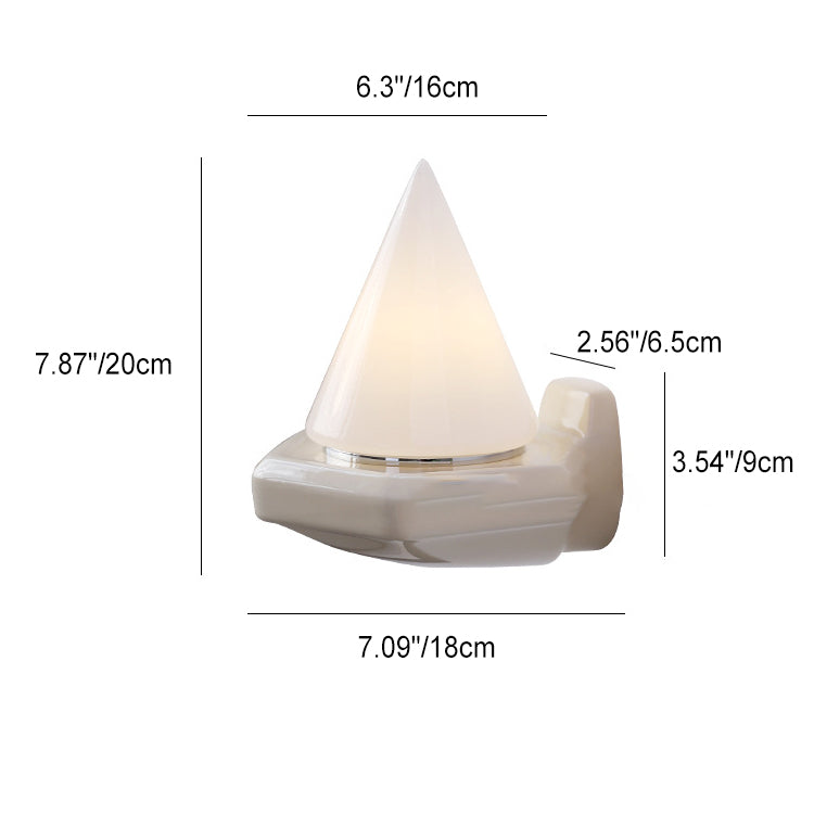 Minimalist Cone Iron Ceramic Glass 1-Light Wall Sconce Lamp