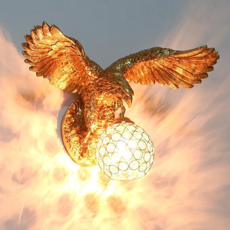 Resin Eagles Crystal Shade 1-Light Wall Sconce Lamp