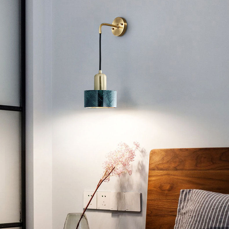 Minimalist Cylinder Iron Marble 1-Light Wall Sconce Lamp