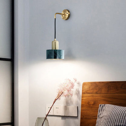 Minimalist Cylinder Iron Marble 1-Light Wall Sconce Lamp