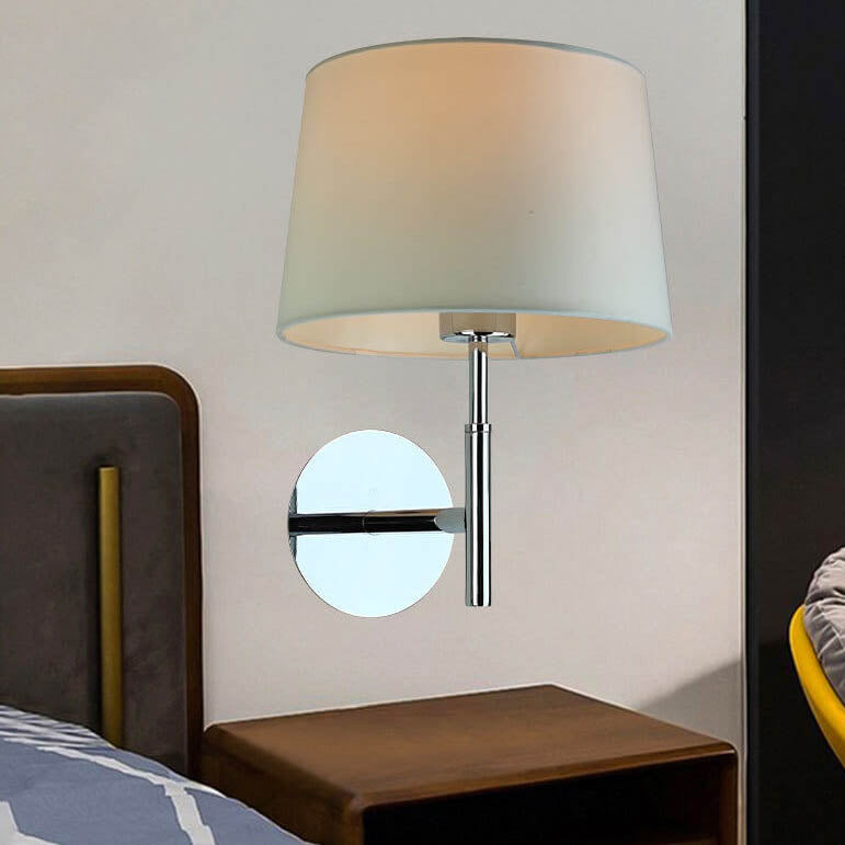 Cylindrical Fabric Carbon Steel 1-Light Wall Sconce Lamp