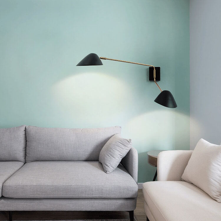 Light Iron Long Arm 1/2-Light Wall Sconce Lamp