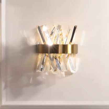 Half Stainless Steel Crystal 2-Light Wall Sconce Lamp