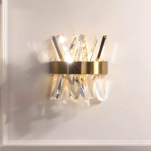 Half Stainless Steel Crystal 2-Light Wall Sconce Lamp