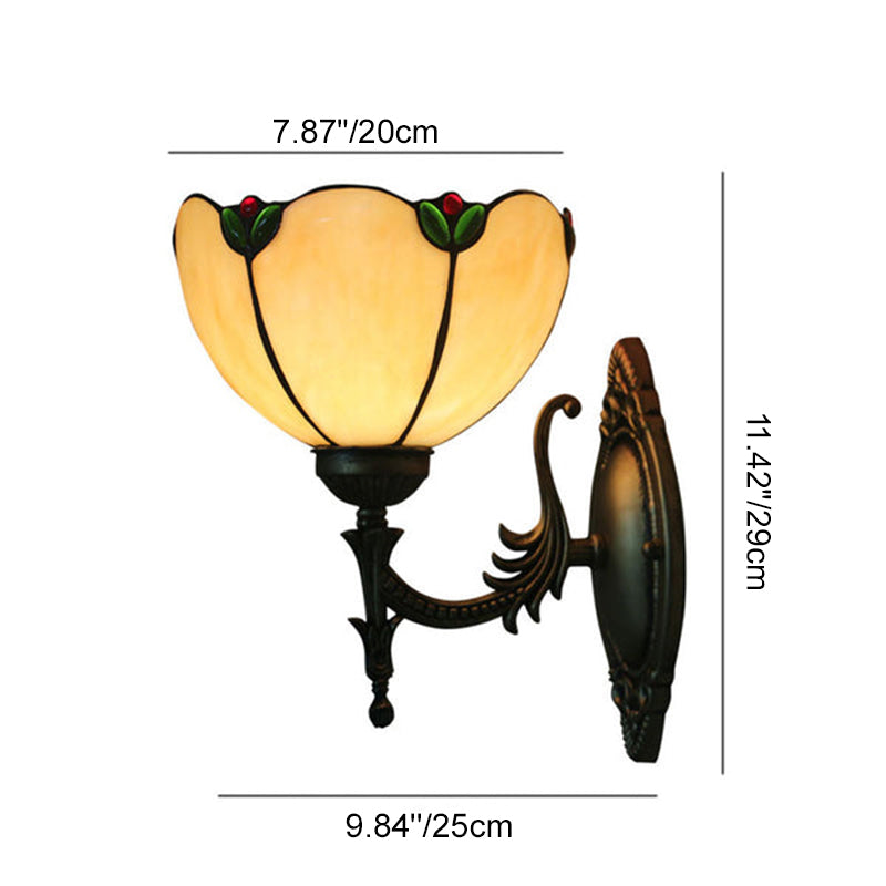 Tiffany Milk Yellow Glass Gem Bowl 1-Light Wall Sconce Lamp