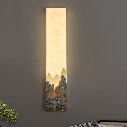 Chinese Marble All-Copper Rectangular LED Wall Sconce Lamp