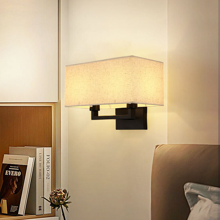 Solid Rectangular Iron Fabric 1-Light Wall Sconce Lamp