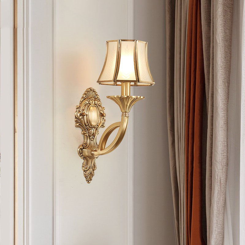 Hexagonal Wheat Copper Glass 1/2 Light Wall Sconce Lamp