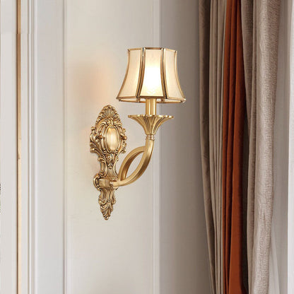 Hexagonal Wheat Copper Glass 1/2 Light Wall Sconce Lamp