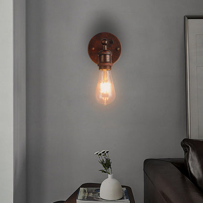 Contemporary Industrial Round Iron 1-Light Wall Sconce Lamp