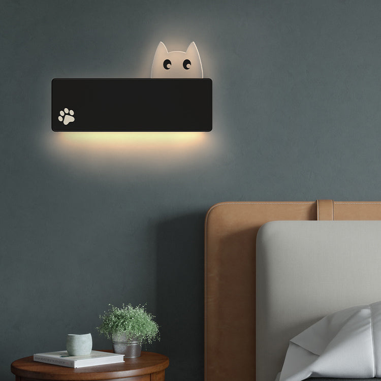 Simplicity Animal Cat Rectangular Iron LED Wall Sconce Lamp