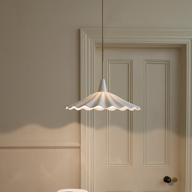 Minimalist Round Pleated Ceramic 1-Light Pendant Light
