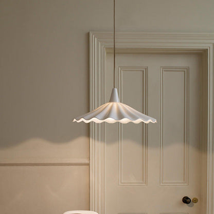 Minimalist Round Pleated Ceramic 1-Light Pendant Light