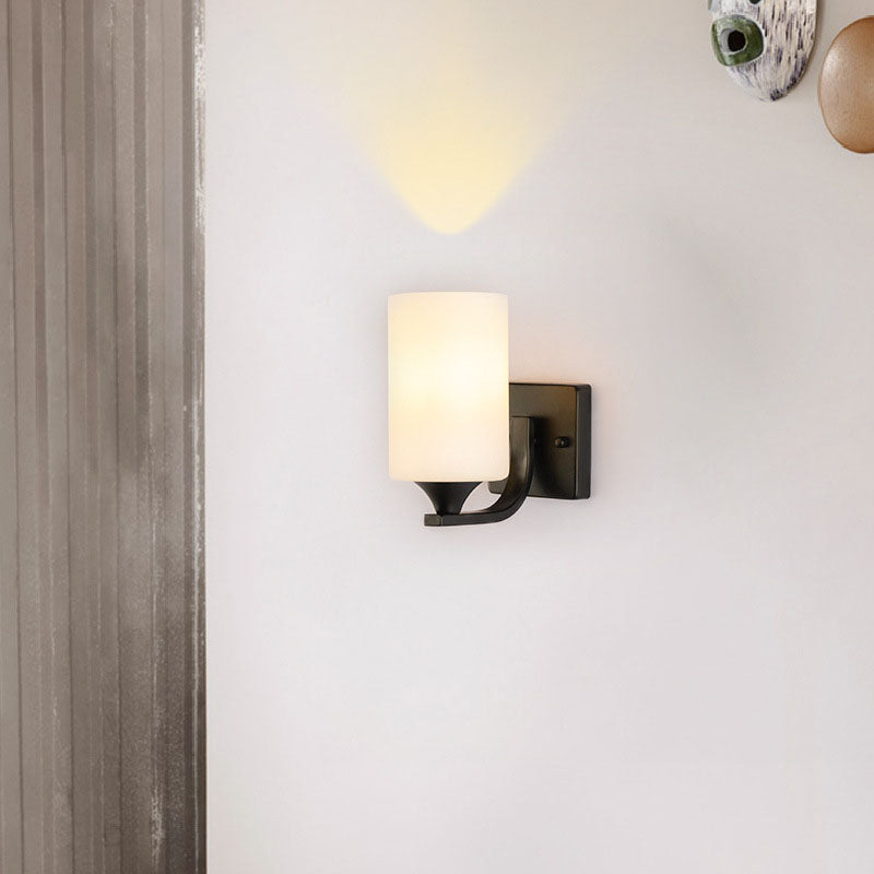 Simplicity Cylinder Iron Glass 1/2 Light Wall Sconce Lamp