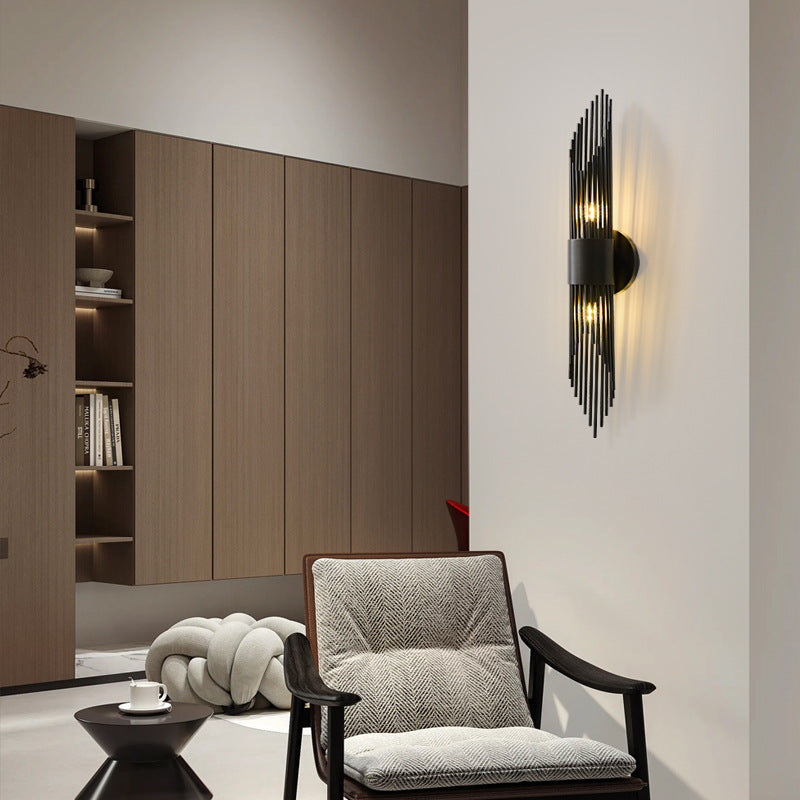Cylindrical Copper Acrylic 2-Light Wall Sconce Lamp