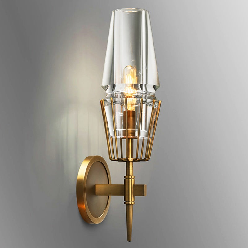Retro Iron Glass Cylinder 1/2 Light Wall Sconce Lamp