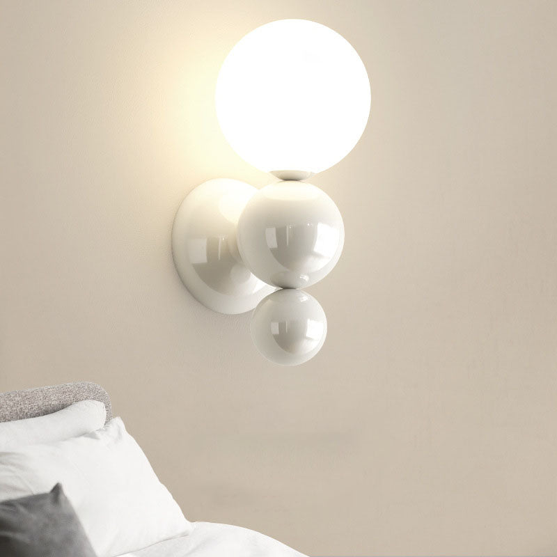 French Pearl Shape Plastic Iron 1-Light Wall Sconce Lamp