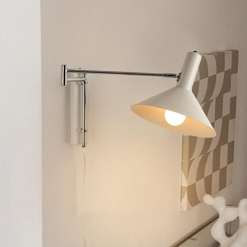 Round Tapered Iron 1-Light Retractable Wall Sconce Lamp