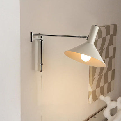 Round Tapered Iron 1-Light Retractable Wall Sconce Lamp
