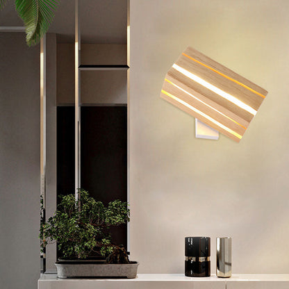 Geometric Cuboid Cracked Wood Grain LED Wall Sconce Lamp