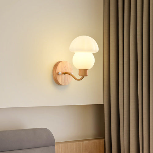 Scandinavian Shade Wooden Frame 1-Light Wall Sconce Lamp