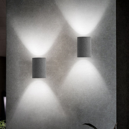 Industrial Round Column Cement 1-Light Wall Sconce Lamp