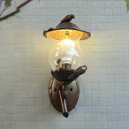 European Gourd Bird Aluminum Glass 1-Light Wall Sconce Lamp
