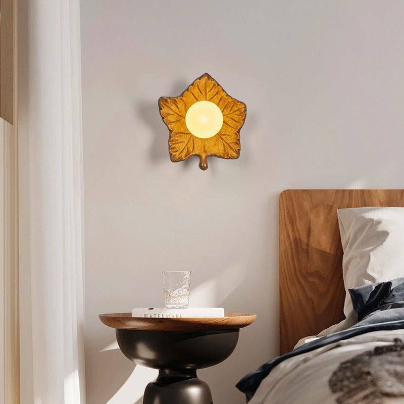 Creative Resin Glass Maple Leaf 1-Light Wall Sconce Lamp