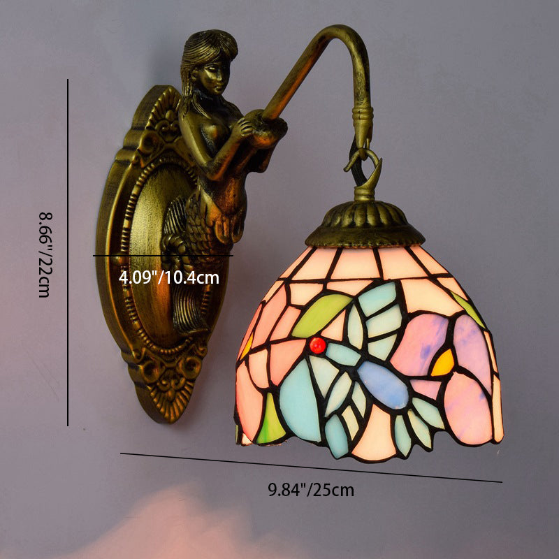 Tiffany Mermaid Hardware Lamp Arm 1-Light Wall Sconce Lamp