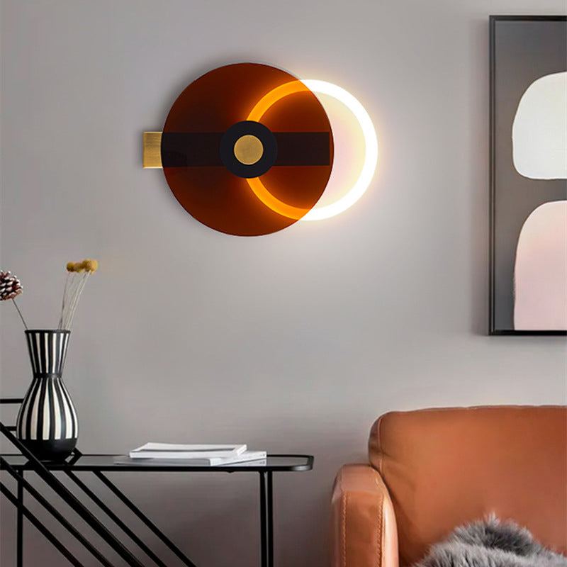 Creative Iron Acrylic Round Disc LED Wall Sconce Lamp