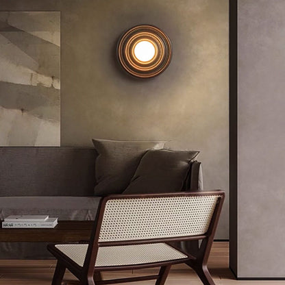 Japanese Ring Glass Ball Shade 1-Light Wall Sconce Lamp