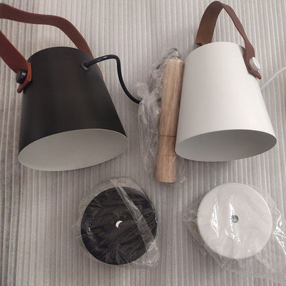 Minimalist Wood Iron Cylinder 1-Light Wall Sconce Lamp