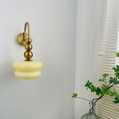 Macaron Cream Gourd Design Glass Shade 1-Light Wall Sconce Lamp