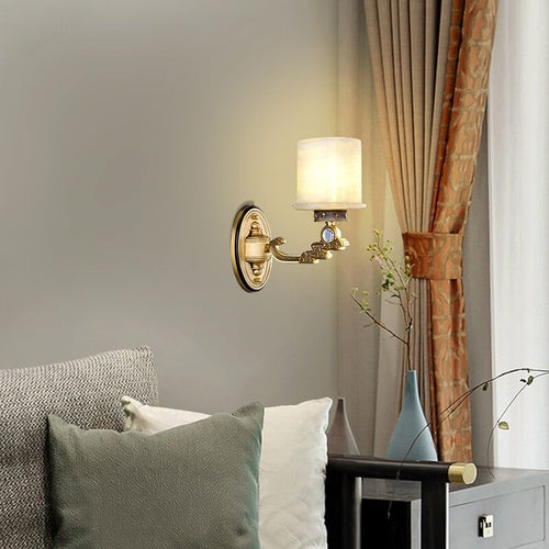 European Light Copper Jade 1/2-Light Wall Sconce Lamp
