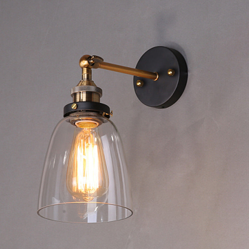 Industrial Round Cup Iron Glass 1-Light Wall Sconce Lamp