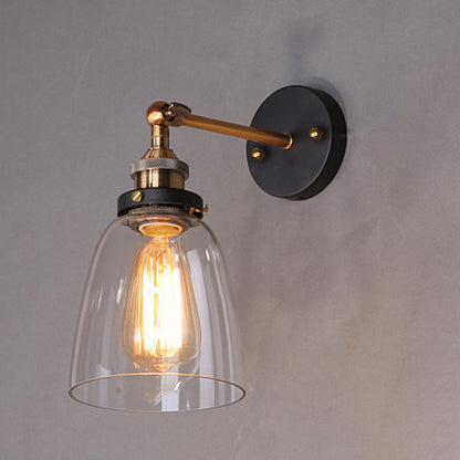 Industrial Round Cup Iron Glass 1-Light Wall Sconce Lamp