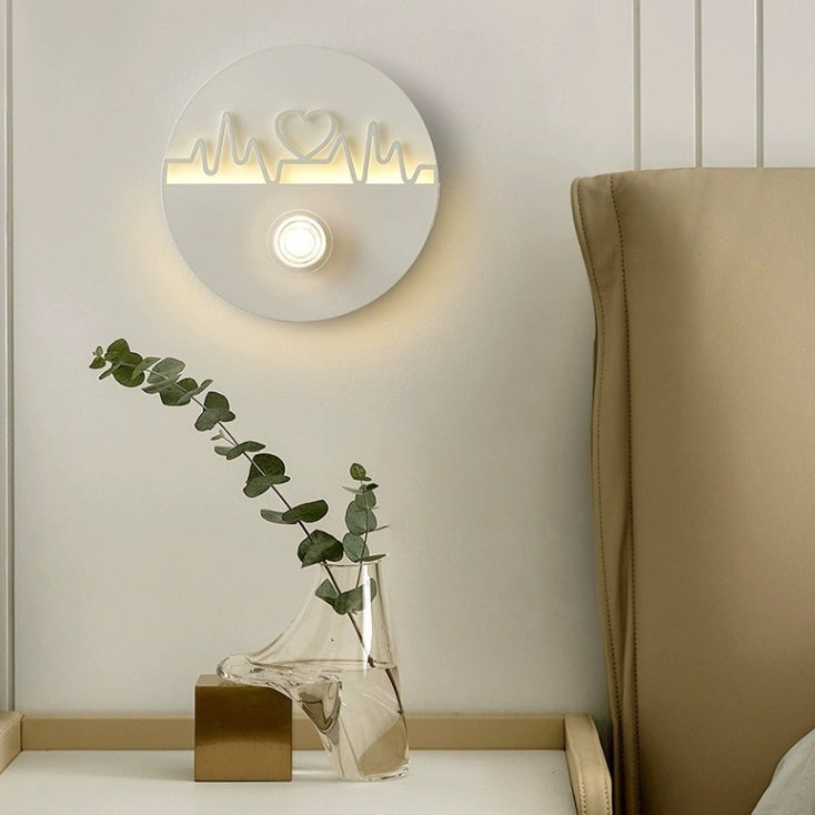 Cream Round Love Wave Iron Acrylic LED Wall Sconce Lamp
